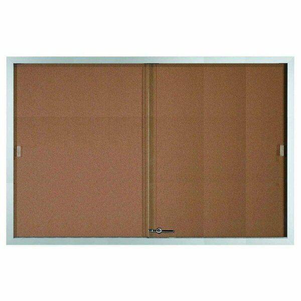 Aarco Enclosed Bulletin Boards w/ Sliding Glass Doors Satin Anodized Aluminium 48"x72" SBC4872